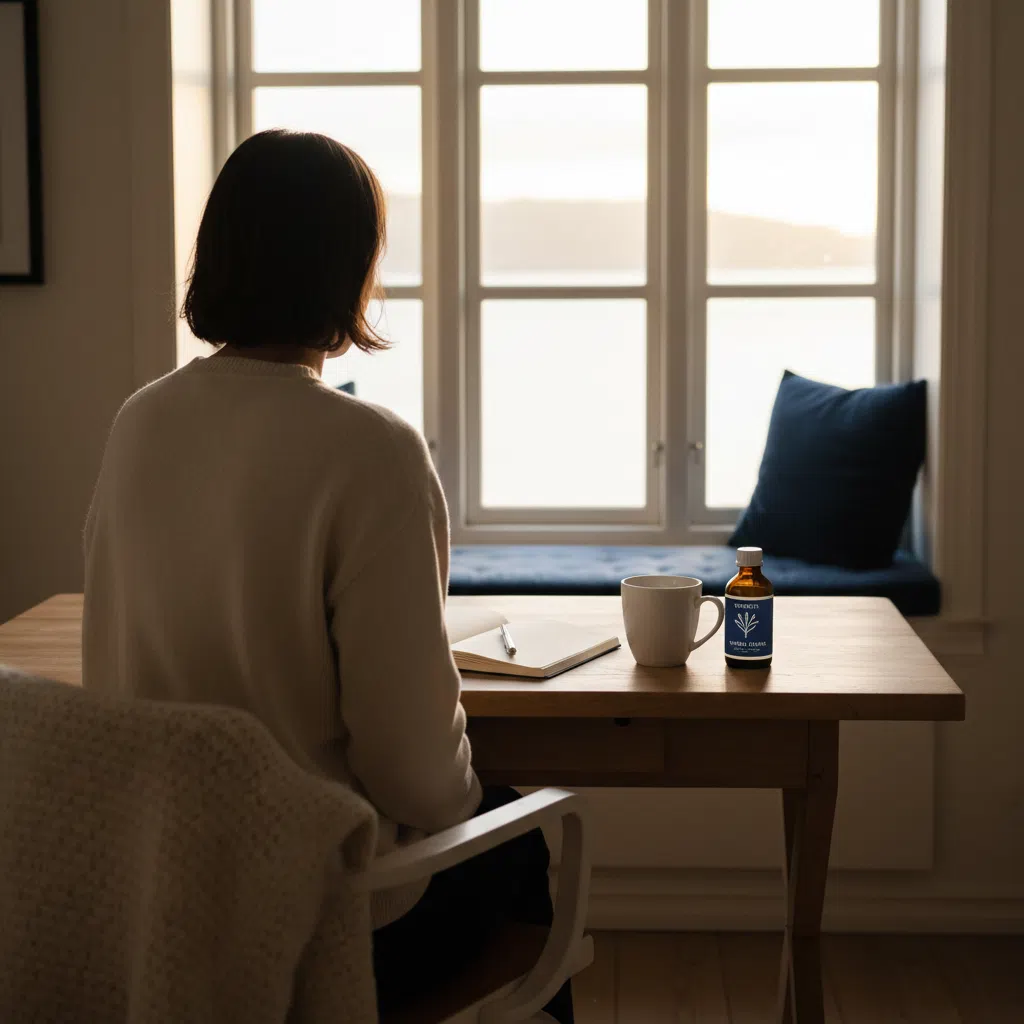 Ellwood Wellness redaktör arbetar vid sitt skrivbord